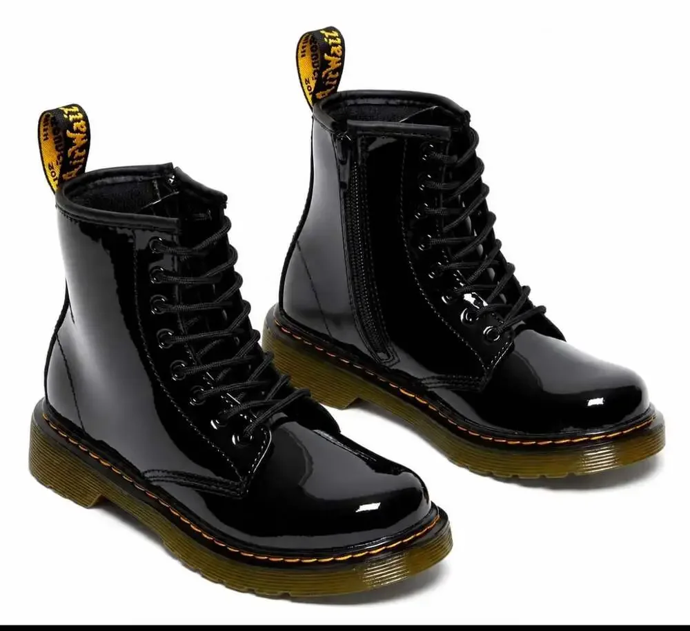 Dr. Martens 1460 Patent Leather Boots Youth Size 1 Black NWOB Glossy Combat